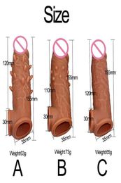 Massage Male Dildo toy Delay Ejaculation Reusable Penis Sleeve Enlargement Dick Extender Sexy Toys for Men Couples Enhancer Penis 5828716