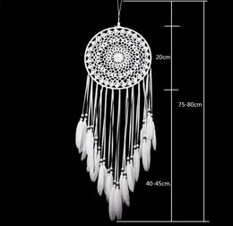 New Handmade Lace Dream Catcher Circular With Feathers Wall Hanging Decoration Ornament Craft Gift Crocheted White Dreamcatcher Wi4425833