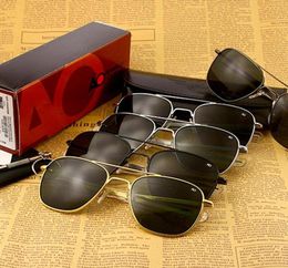 Sunglasses AO Men Brand Designer Vintage American Aviation Army Military Sun Glasses Glass Lens Woman Gafas De Sol Hombre4501095