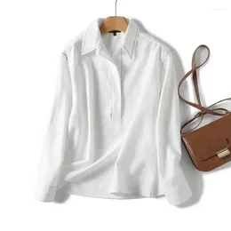 Women's Blouses Maxdutti British Minimalist Office Ladies Loose Women White Blouse Stitching Contrasting Colour Fashionable Shirt