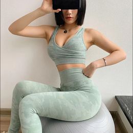 Womens Two Piece Pants Set Women Sportswear Workout Clothes For Sport Sets Suits Fitness Yoga bra Leggings V Shaped Backless Active Wear