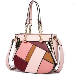 Shoulder Bags 2024 Women's Bag Fashion Trend Simple And Versatile Hit Color Stitching Messenger