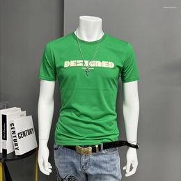 Men's T Shirts Summer Short Sleeved T-shirt Mercerized Cotton Green Youth Homme Tops Daily Outfit Slim Male Clothing Plus Size M-7xl