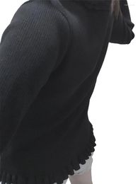 Women's T Shirts Women Acute S Spring Autumn Slim Knitwear Black Long Sleeve V Neck Lace Decor Button Tops