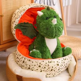 2 In 1 Dinosaur Plush Green Baby Dino In A Dragon Egg Stuffed Toy Cute Hugging Sleeping Doll Christmas Halloween Gifts For Gifts 240509
