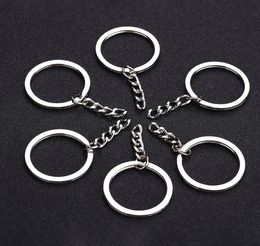 Polished Silver Colour 30mm Keyring Keychain Split Ring With Short Chain Key Rings Women Men DIY Key Chains Accessories 10pcs ps0472322796