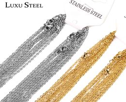 Necklaces Pendants Luxusteel Gold Chain 10pcslot 2mm1mm Stainless Steel Rolo Link Cuban Tennis Necklace Diy Jewelry6296249