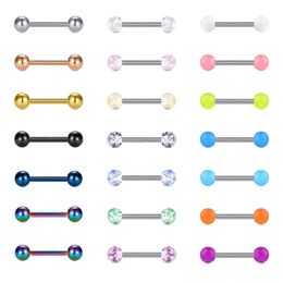 Nipple Rings 1 piece of 14G tongue ring Nipple straight barbell surgical stainless steel body perforated jewelry 12mm 14mm 16mm multiple styles Y240510