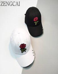 ZENGCAI Snapback Caps Unisex Ring Curved Hats Caps Men Women Baseball Cap with Rings Retro Rose Flowers Dad Hat Leisure Gorra9398352