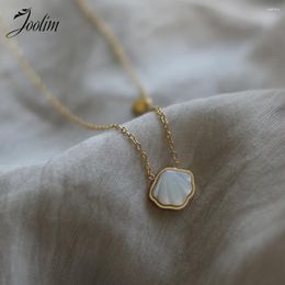 Chains Joolim Jewelry Wholesale Tarnish Free Fashion Vintage Sweet Summer Love Shell Pendant Stainless Steel Necklace For Women