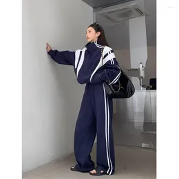 Women's Two Piece Pants 2 Set Sports Suit Women Sportswear Colour Matching Jacket Sweatpants Dance Tracksuit Female Hip Hop Sets Activewear