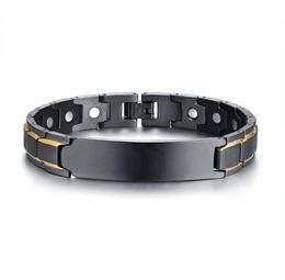 Mens Healing Magnetic Bracelet in Stainless Steel Healthcare Elements Custom Blank Curved Tag Bracelet8108921