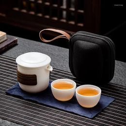 Teaware Sets Tea Set Creative Portable Outdoor Travel Sheep Fat Jade One Pot Two Cups Filtered Inner Tank Making