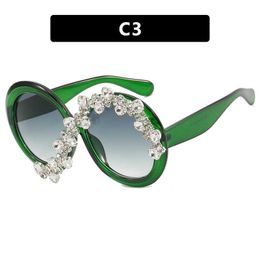 new Sunglasses Super round crystal womens sunglasses luxurious diamond shadow Lunette De Soleil womens Google large sunglasses womens