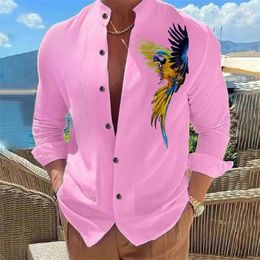 Men's Casual Shirts Shirt Buckle Hawaiian Clothing 3D Printing 9 Color Animal Parrot Fashion Long Sleeves Comfortable Fabrics