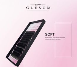 Glesum Super Soft Mixed Ellipse Extension Lashes 12 Lines Black Matte Cashmere Flat Lashes Shaped Salon Make Up Eyelash4237714