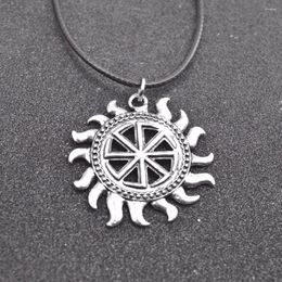 Pendant Necklaces Nostalgia Wheel Slavic Kolovrat Symbol Woman Jewerly Charms Round Antique Pendants Necklace