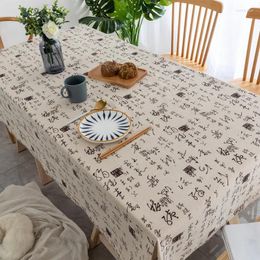 Table Cloth A335 Tea Art Style Calligraphy Tablecloth Cotton And Linen Ethnic Dining Coffee Desk Computer Tableclot