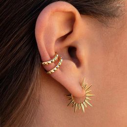 Stud Earrings Vintage Gold Colour Sunflower Shape Stu For Women Glossy Fashion Punk Hiphop Jewellery Party Gift E126