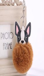 y Artificial Rex Rabbit Fur Keychain Chihuahua Dog Key Chain Women Pompom Ball Keyring Car Pendant Bag Charm Jewelry9525320