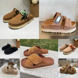 Designer black brown Sandals Outdoor Sand beach Rubber Slipper Fashion Casual Heavy-bottomed buckle Sandal leather sports sandals