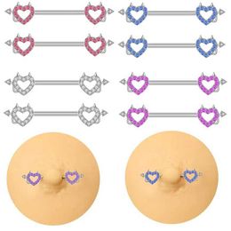 Nipple Rings 2 Peach Heart Perforated Breast Rings Womens Breast Ding Personalised Nipple Jewellery Y240510