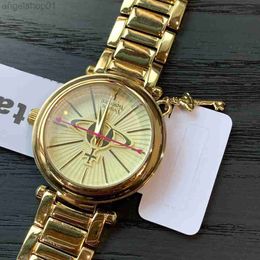 New Western Empress Dowagers Classic Pendant Gold Key Quartz Steel Band Womens Watch