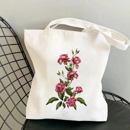 Shopping Bags Women Cute Kawaii Canvas Shoulder Bag Cartoon Print Ladies Simple Grocery Handbags Tote Books Handbag