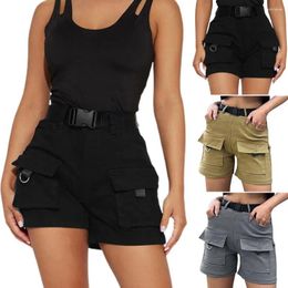 Women's Shorts 1Pc Women Cargo With Belt High Waist Street Style Multi Pockets Butt-lifted Casual Daily Wear Short Pants