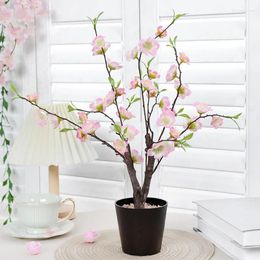 Decorative Flowers 1pc-37CM Simulated Plum Tree Pot Living Room Decoration Real Touch Artificial Flower Mother's Day Gift