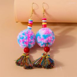 Dangle Earrings Fashion Plush Ball Drop For Women Bohemian Tassel Hooks Girls Party Holiday Jewelry Gifts