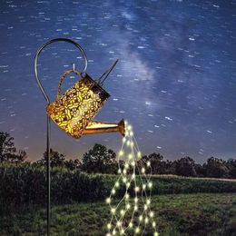 Garden Watering Can Lights,solar Waterfall with Cascading Lights Waterproof Charging Board,garden Outside,outdoor Solar Light String Fairy LED Hanging Lantern