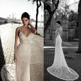 Gali Karten 2019 Sexy Mermaid Wedding Dresses Backless Spaghetti Neck Lace Appliqued Custom Made Vintage Bridal Gowns 285n