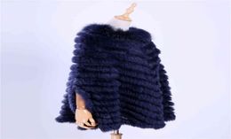 Women039s Luxury Pullover Knitted Genuine Rabbit Fur Raccoon Fur Poncho Cape Scarf Knitting Wraps Shawl Triangle Coat 2012212810736