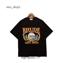 Rhude Mens T Shirt Luxury Brand Rhude Shirt Men Tshirts Designer Men Shirt Men Print White Black Street Cotton Fashion Youth Mens Tshirts Rhude Shirt 5134