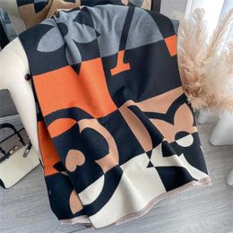 Scarves Winter Scarf Women Soft Cashmere Warm Pashmina Geometric Flowers Print Scarves Wraps Thick Shawl Bufandas Tassel Stoles Hijabs Q240509