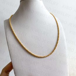 Wholesale Pure Filled Real Solid Gold Men Rope Link Chains For Mens Hip Hop Necklace