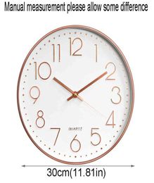 12 Inches Round Mute Digital Scale Wall Clock 3D Living Room Bedroom Walls Clocks Home Rooms Decor Hanging Punch VTMEB12051975272