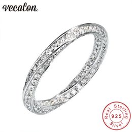 Vecalon Cross 925 Sterling Silver Infinity ring 5A Zircon Cz Diamonique Engagement wedding Band rings for women Bridesmaid Gift 1902