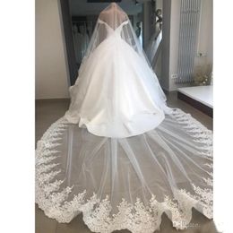 Blusher Wedding Veils Cathedral Length Bridal Veils Lace Edge Appliqued Sequined 3m Long Customised With Free Comb 251H