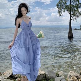 Casual Dresses Premium Pure Style Super Nice Women Sexy Backless Seaside Travel Vacation Long