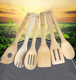 Ecofriendly Wooden Soup Spoons Bamboo Spoon Spatula 6 Styles Kitchen Cooking Utensil Turners Slotted Mixing Holder Shovels BH31831235513