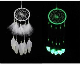 India Fluorescence Dreamcatcher with Feathers Noctilucous Wind Chimes Hanging Pendant Dream Catcher Fashion Wedding Christmas Gi5785281