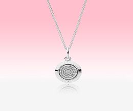 CZ diamond Disc Pendant Necklace Women Mens Fashion Jewelry for 925 Sterling Silver Chain Necklaces with Original gift Box9805575
