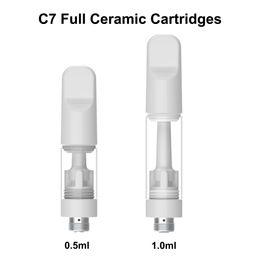 NEW Press-on Carts 0.5ml 1.0ml 2.0ml Full Ceramic Atomizers Ceramic Coil Vape Cartridges Empty Oil Tank 510 Thread Thick Oil Cartridge Tank Vape Pen Wholesale In Stock CA