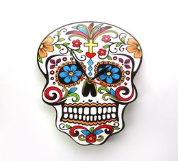 1Piece Mexican Day of the Dead Wall Clock Floral Skull Dia De Los Muertos Wall Clock Modern Candy Sugar Skull Halloween Gift6922020