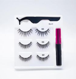 Magnetic Lashes Eyeliner Kit 3D Mink Eyelashes With 5 Mgnets Long Lasting 3 Pair False Box Support Private Label3044947