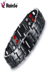 Double Row Punk Health Magnetic Bracelet Mens Jewellery Titanium Hand Bracelets Bijoux Black Plated Men Hand Bracelet5241553