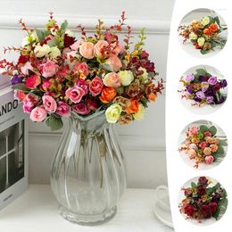 Decorative Flowers 21 Simulation Peony Silk Artificial Bouquet Babybreaths Accessory DIY Fake Daisy Wedding Rose Home Decor