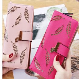 HBP 2020 new ladies wallet hollow leaf wallet wallet Korean version two fold zipper long card bag clutch 199y